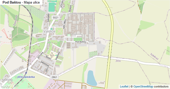 Pod Baštou - mapa ulice