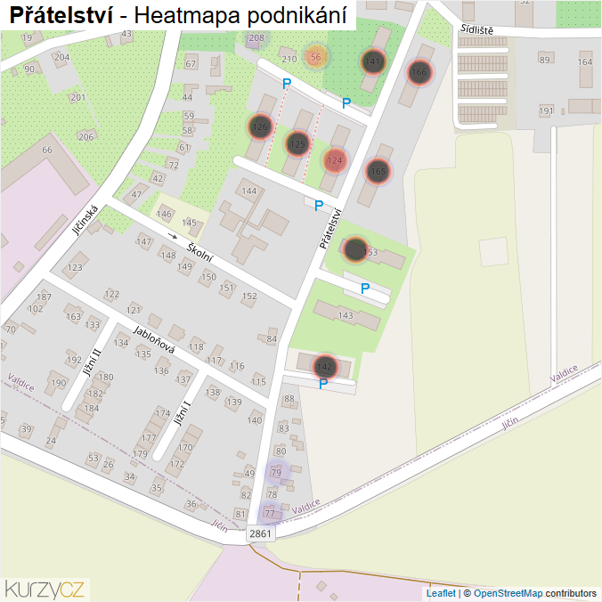 Mapa Přátelství - Firmy v ulici.