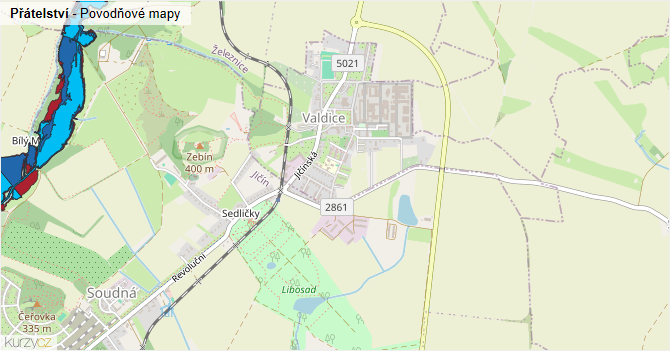 Přátelství - záplavové mapy stoleté vody