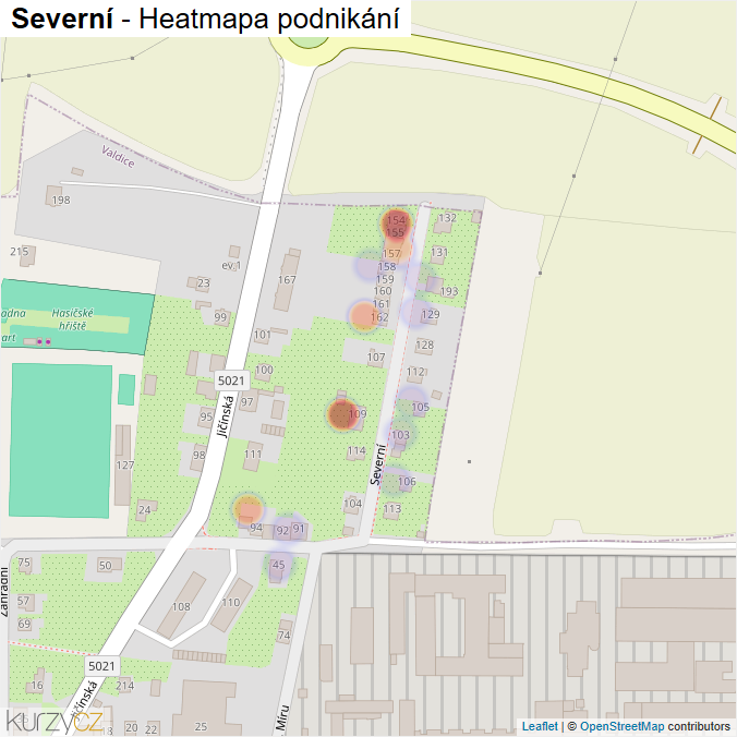 Mapa Severní - Firmy v ulici.