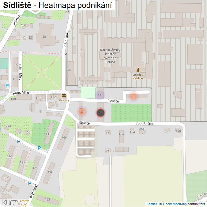Mapa Sídliště - Firmy v ulici.