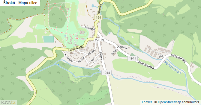 Široká - mapa ulice