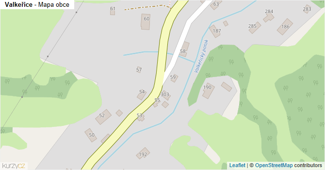 Valkeřice - mapa obce