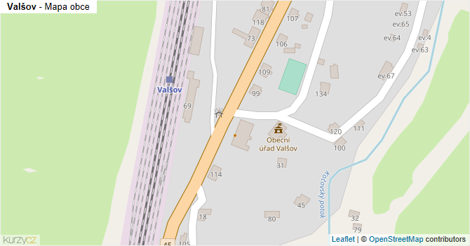 Valšov - mapa obce