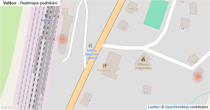 Valšov - mapa podnikání