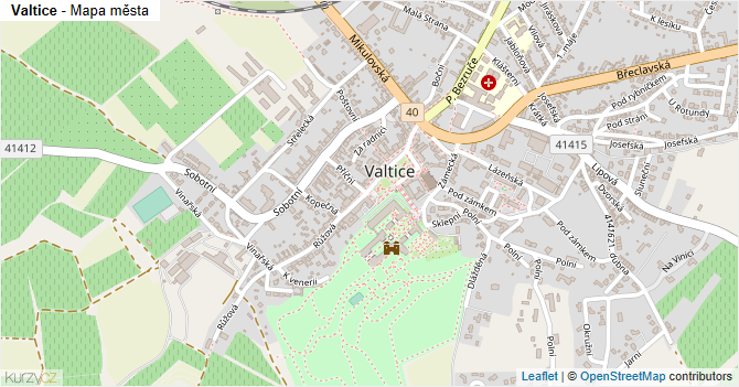 Valtice - mapa města