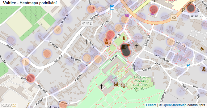 Valtice - mapa podnikání