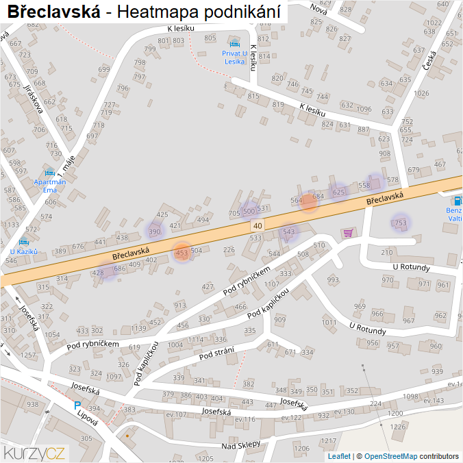 Mapa Břeclavská - Firmy v ulici.