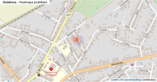 Jiráskova - mapa podnikání