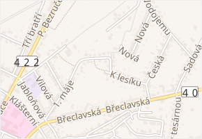 K lesíku v obci Valtice - mapa ulice