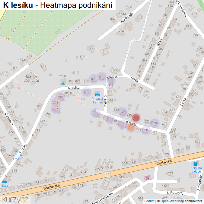 Mapa K lesíku - Firmy v ulici.