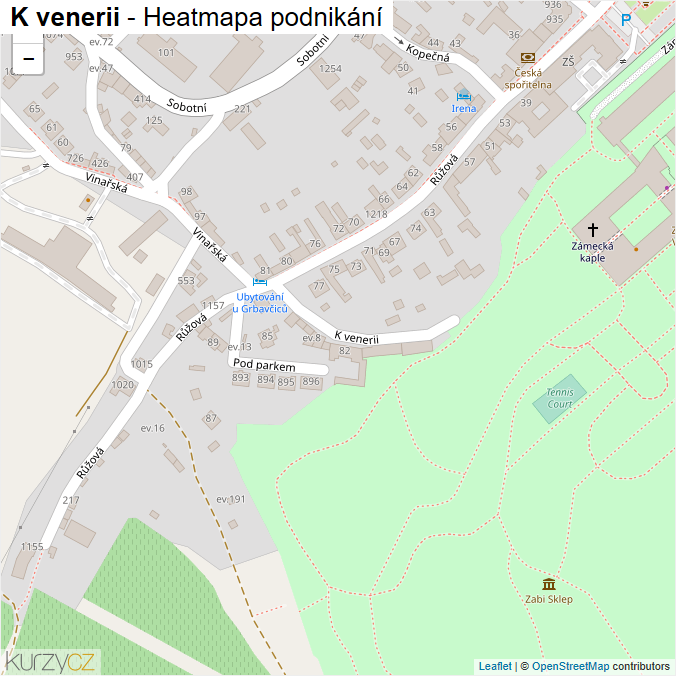 Mapa K venerii - Firmy v ulici.