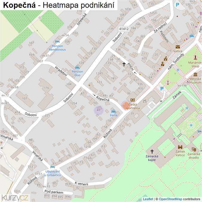 Mapa Kopečná - Firmy v ulici.