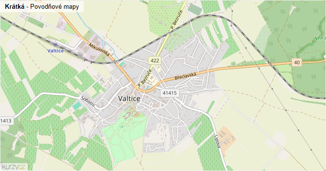 Krátká - záplavové mapy stoleté vody