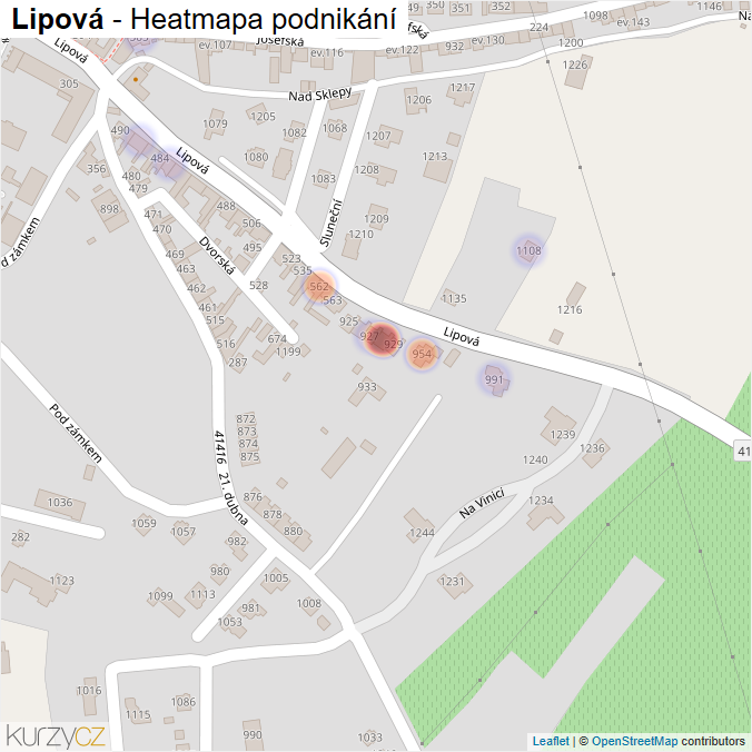Mapa Lipová - Firmy v ulici.