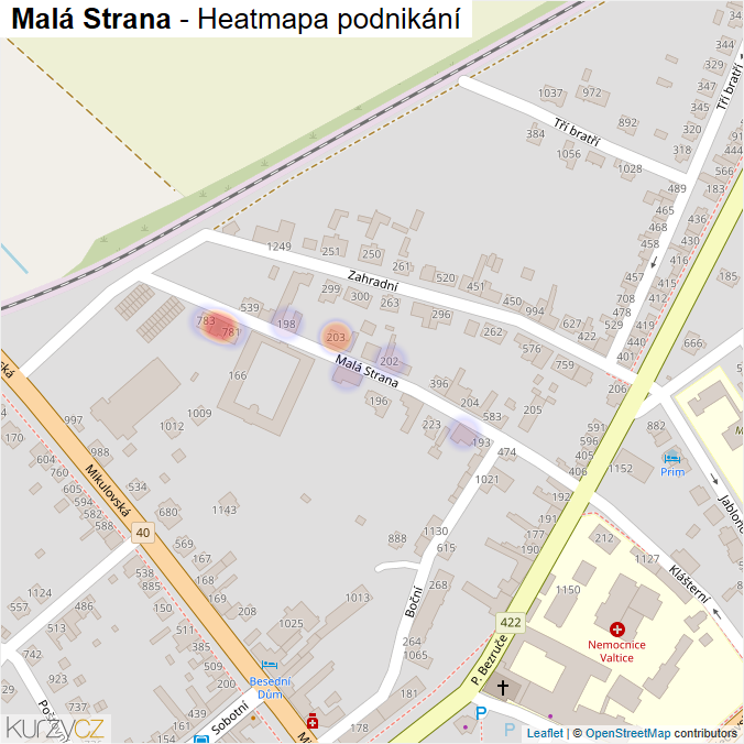 Mapa Malá Strana - Firmy v ulici.