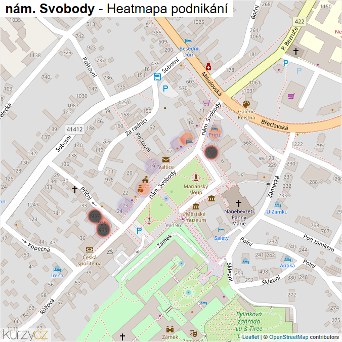 Mapa nám. Svobody - Firmy v ulici.