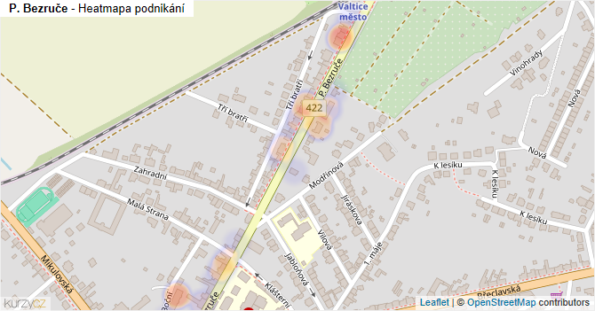 P. Bezruče - mapa podnikání