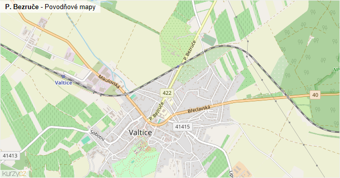 P. Bezruče - záplavové mapy stoleté vody