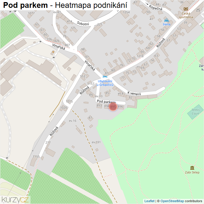 Mapa Pod parkem - Firmy v ulici.
