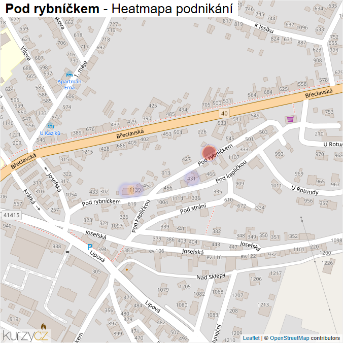 Mapa Pod rybníčkem - Firmy v ulici.