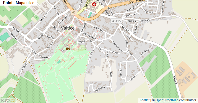Polní - mapa ulice
