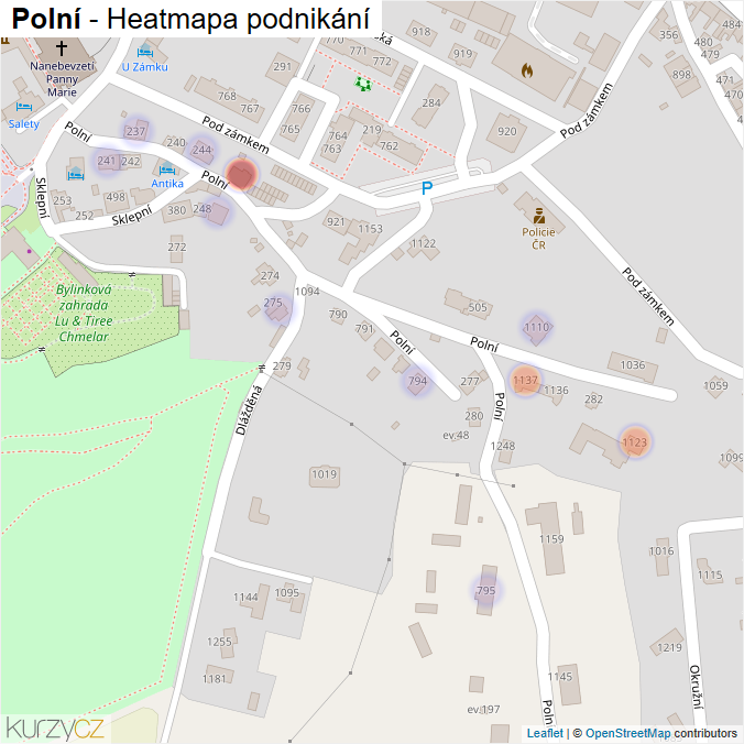 Mapa Polní - Firmy v ulici.