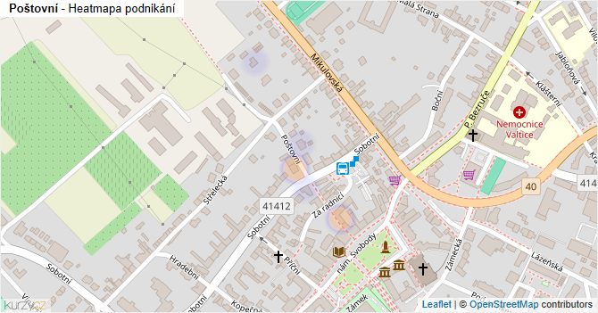 Poštovní - mapa podnikání