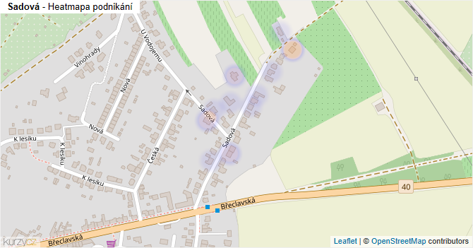 Sadová - mapa podnikání