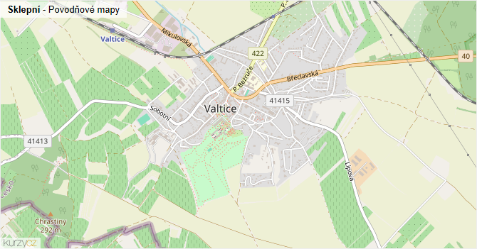 Sklepní - záplavové mapy stoleté vody