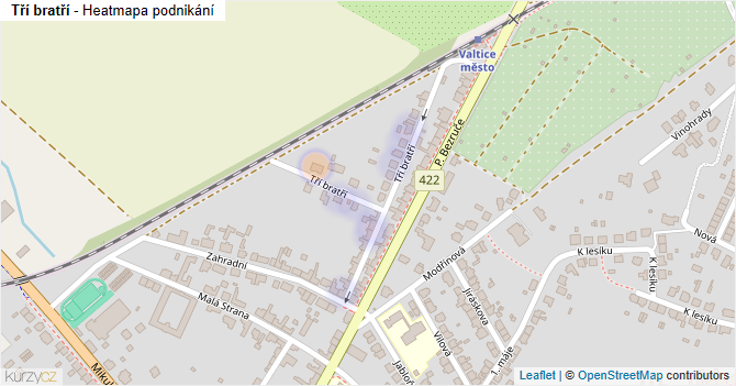 Tří bratří - mapa podnikání