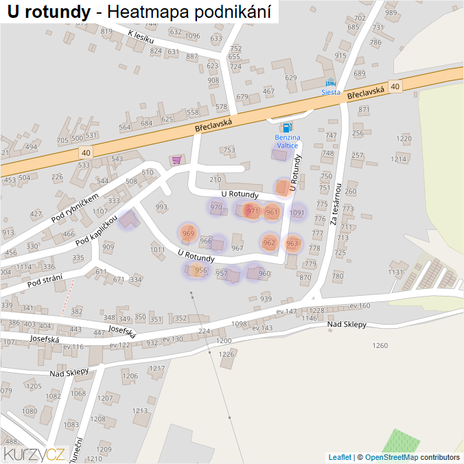 Mapa U rotundy - Firmy v ulici.