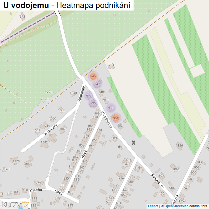 Mapa U vodojemu - Firmy v ulici.