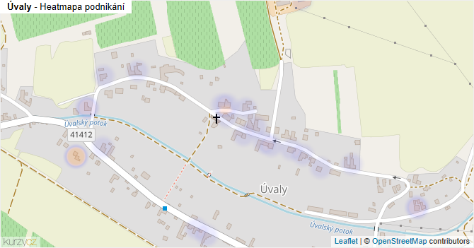 Úvaly - mapa podnikání