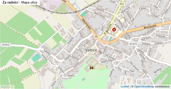 Za radnicí - mapa ulice