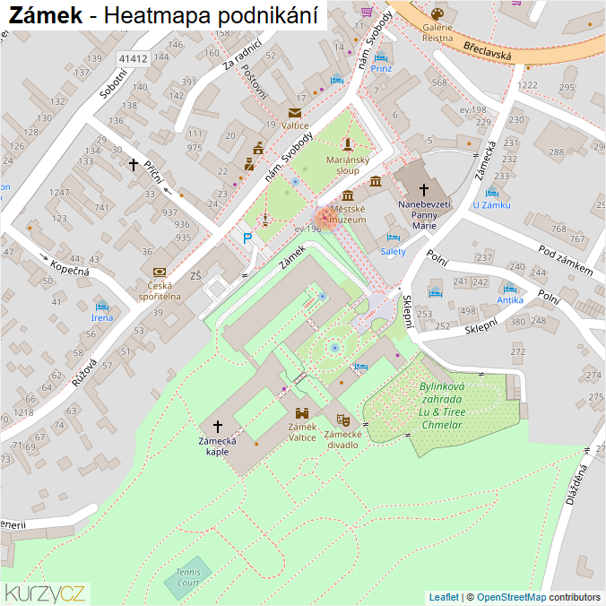 Mapa Zámek - Firmy v ulici.