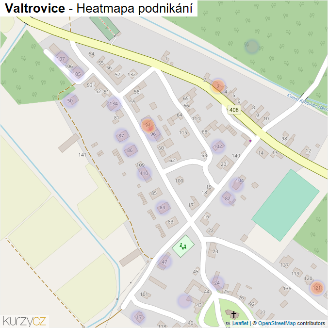 Mapa Valtrovice - Firmy v části obce.