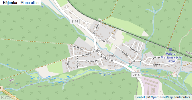 Hájenka - mapa ulice