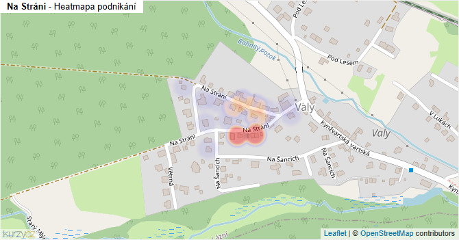 Na Stráni - mapa podnikání