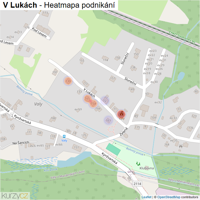 Mapa V Lukách - Firmy v ulici.