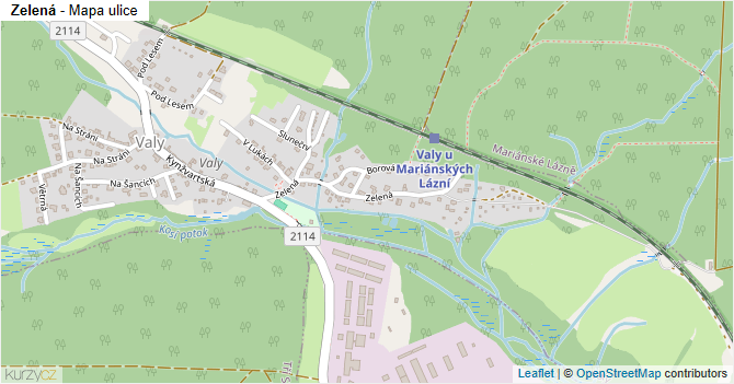Zelená - mapa ulice