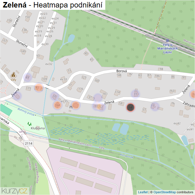 Mapa Zelená - Firmy v ulici.