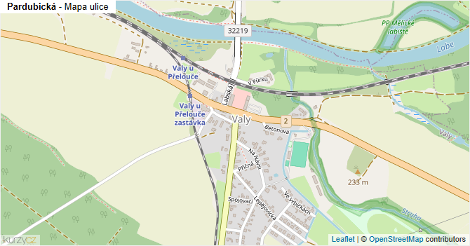 Pardubická - mapa ulice
