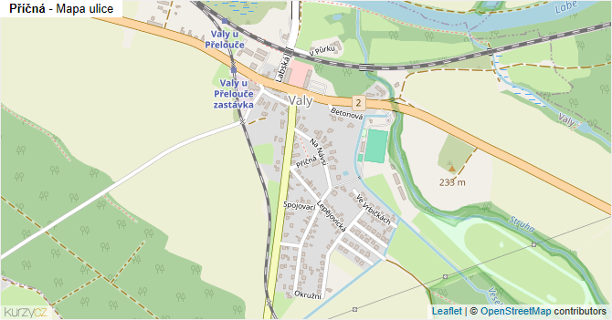 Příčná - mapa ulice