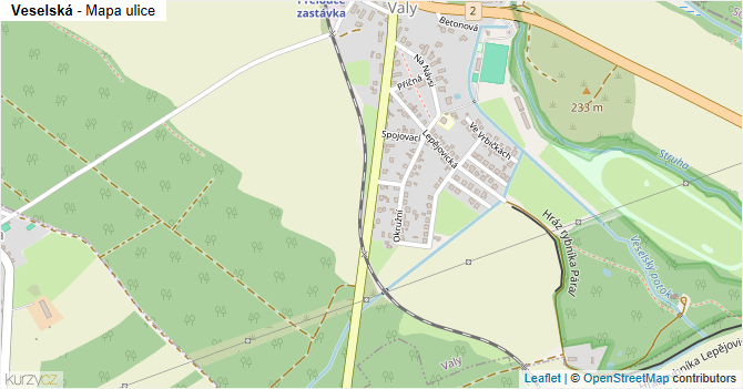 Veselská - mapa ulice