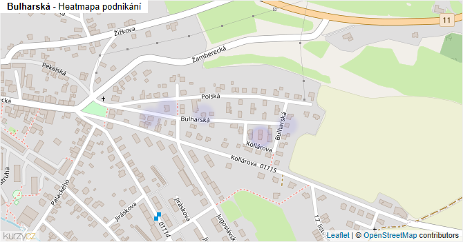 Bulharská - mapa podnikání