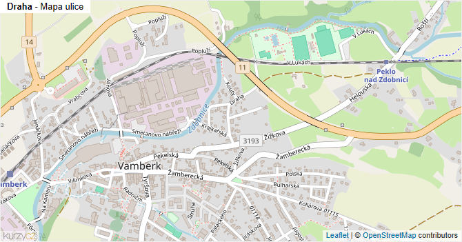 Draha - mapa ulice