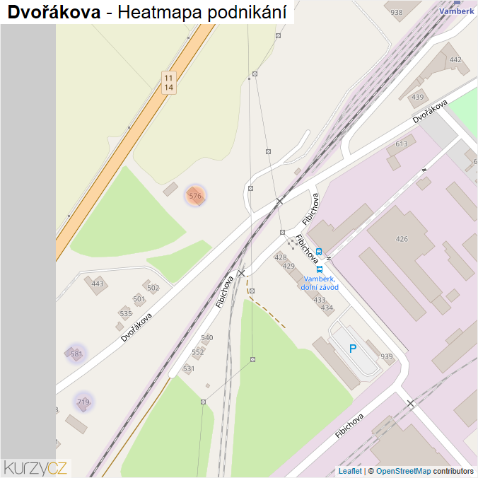 Mapa Dvořákova - Firmy v ulici.