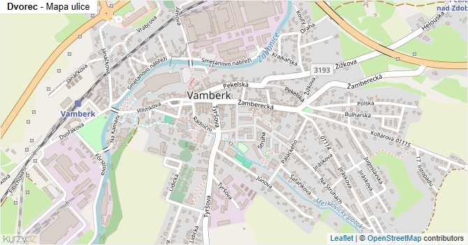 Dvorec - mapa ulice