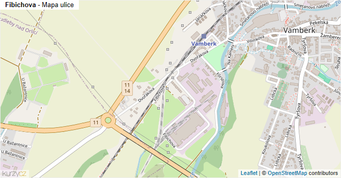 Fibichova - mapa ulice